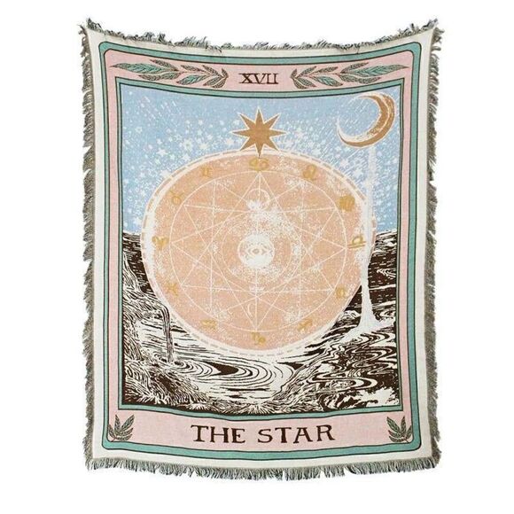 Star Tarot Card Woven Jacquard Throw Blanket Tapestry - Picture 1 of 6